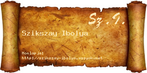 Szikszay Ibolya névjegykártya